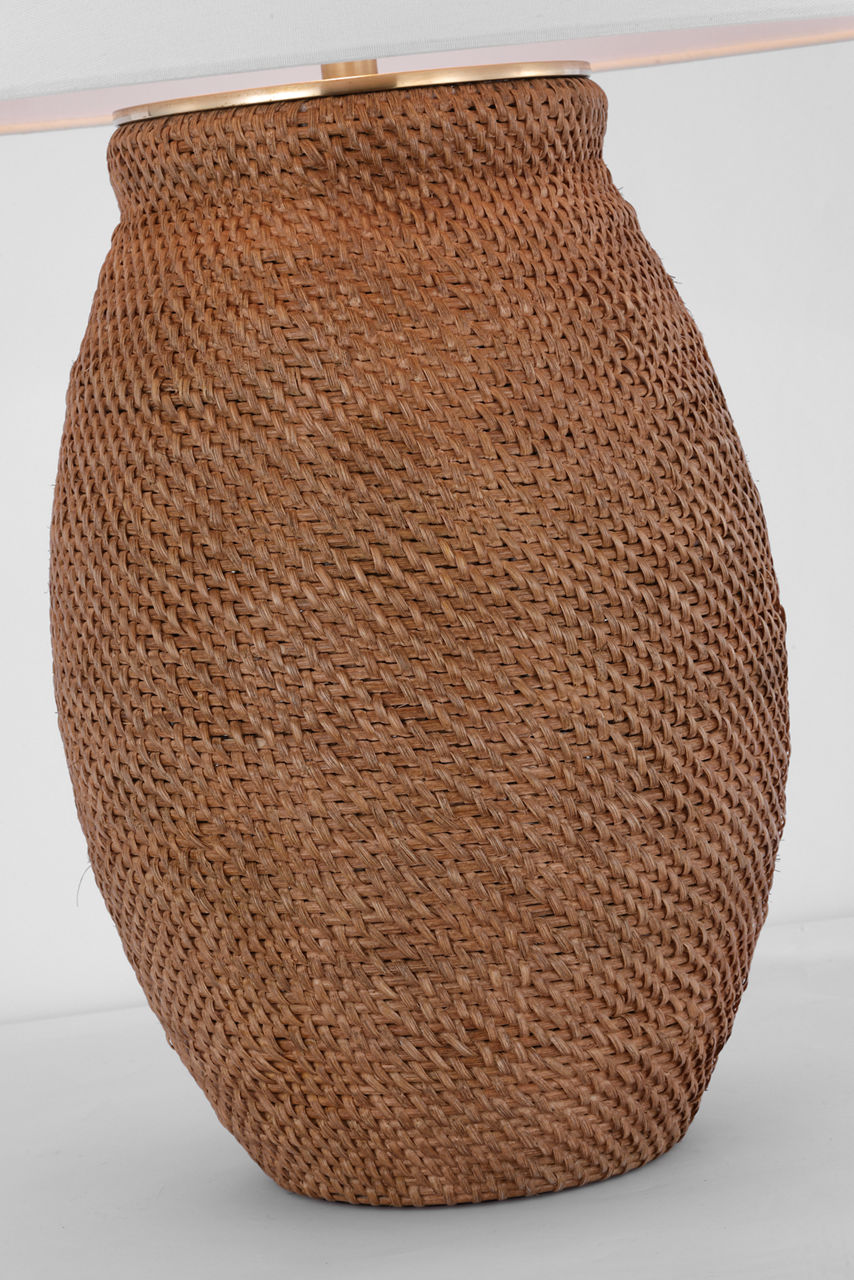 Avedon Large Table Lamp | Natural Rattan | Linen Shade