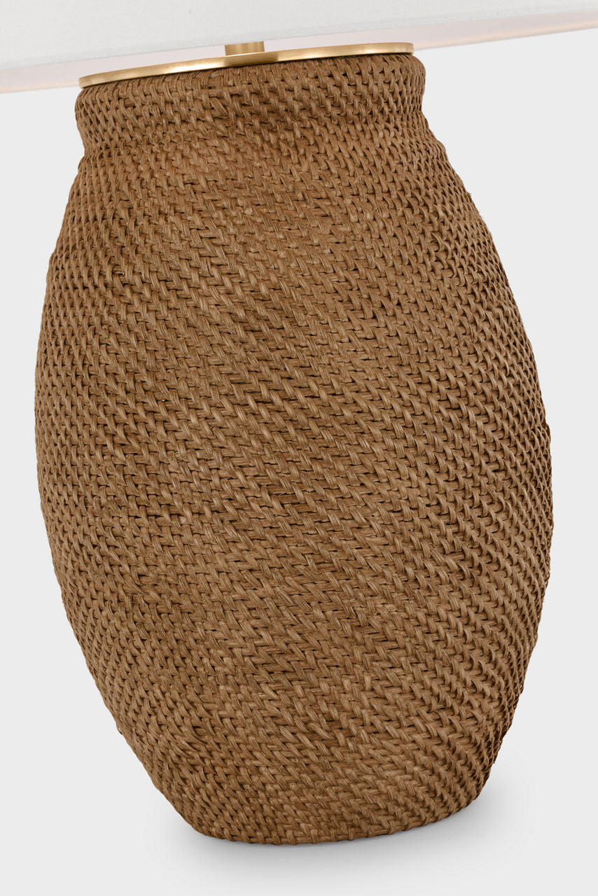 Avedon Large Table Lamp | Natural Rattan | Linen Shade
