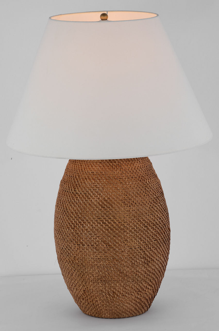 Avedon Large Table Lamp | Natural Rattan | Linen Shade