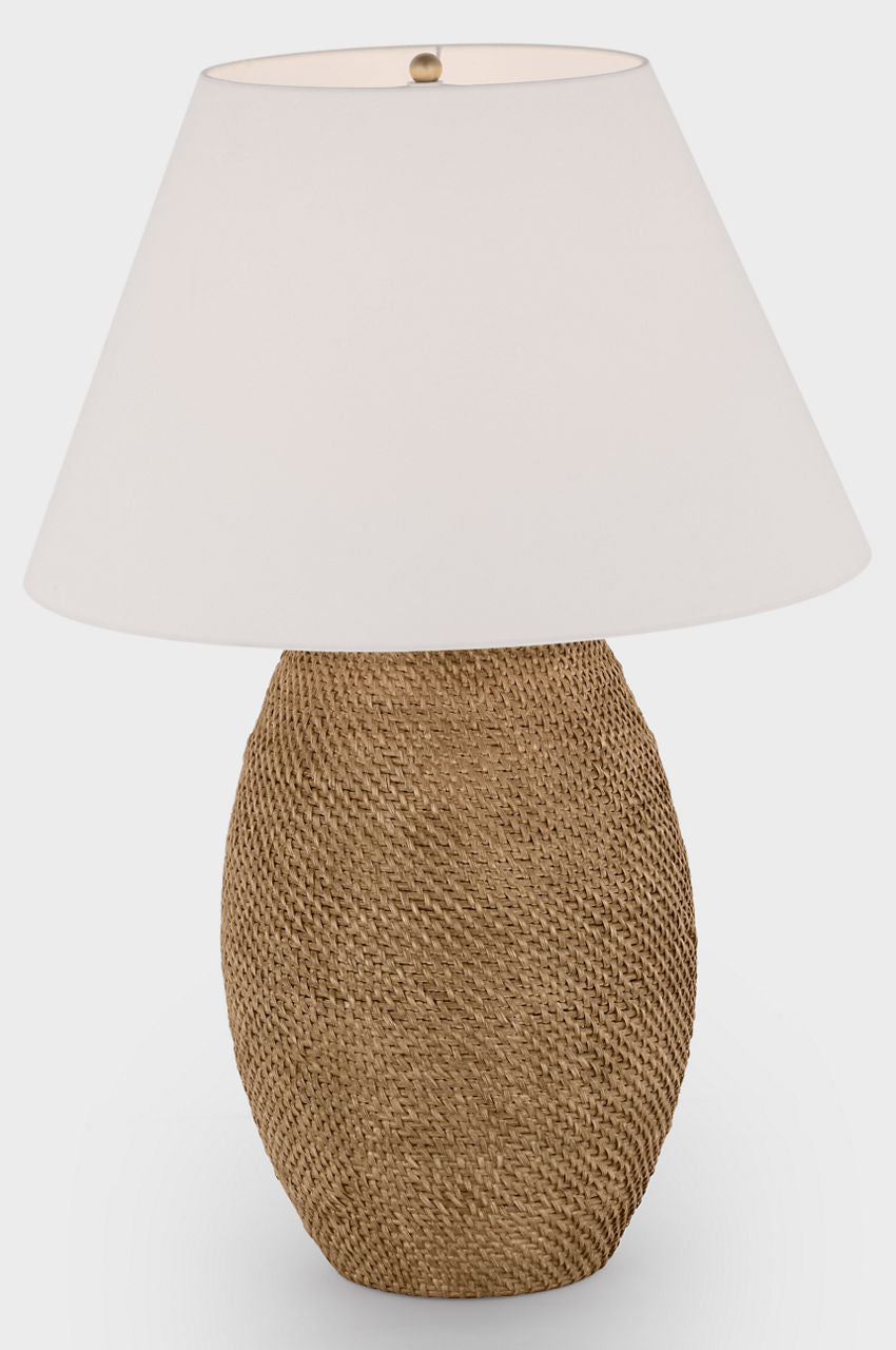 Avedon Large Table Lamp | Natural Rattan | Linen Shade