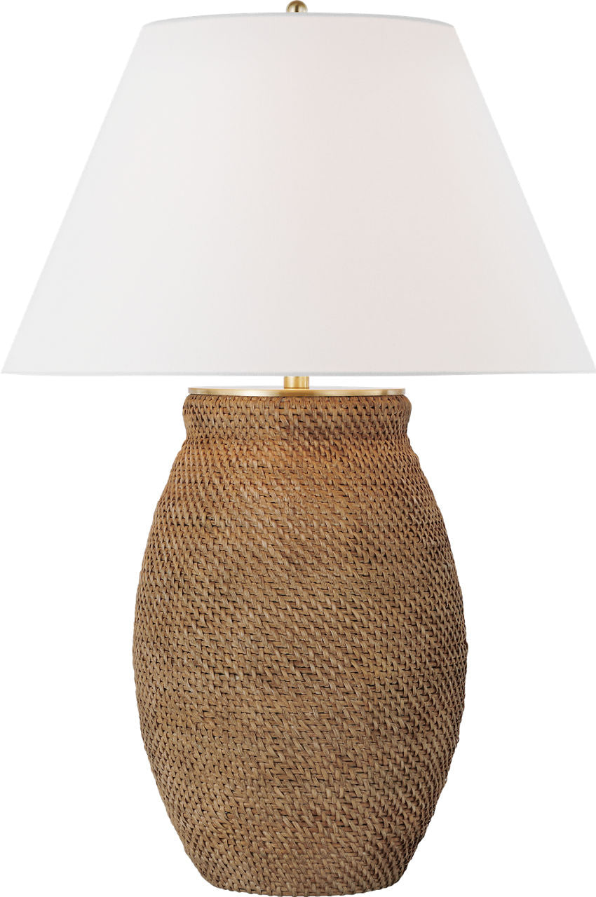 Avedon Large Table Lamp | Natural Rattan | Linen Shade