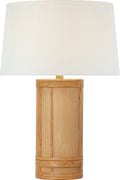 Lignum Medium Table Lamp | Light Oak and Natural Rattan | Linen Shade