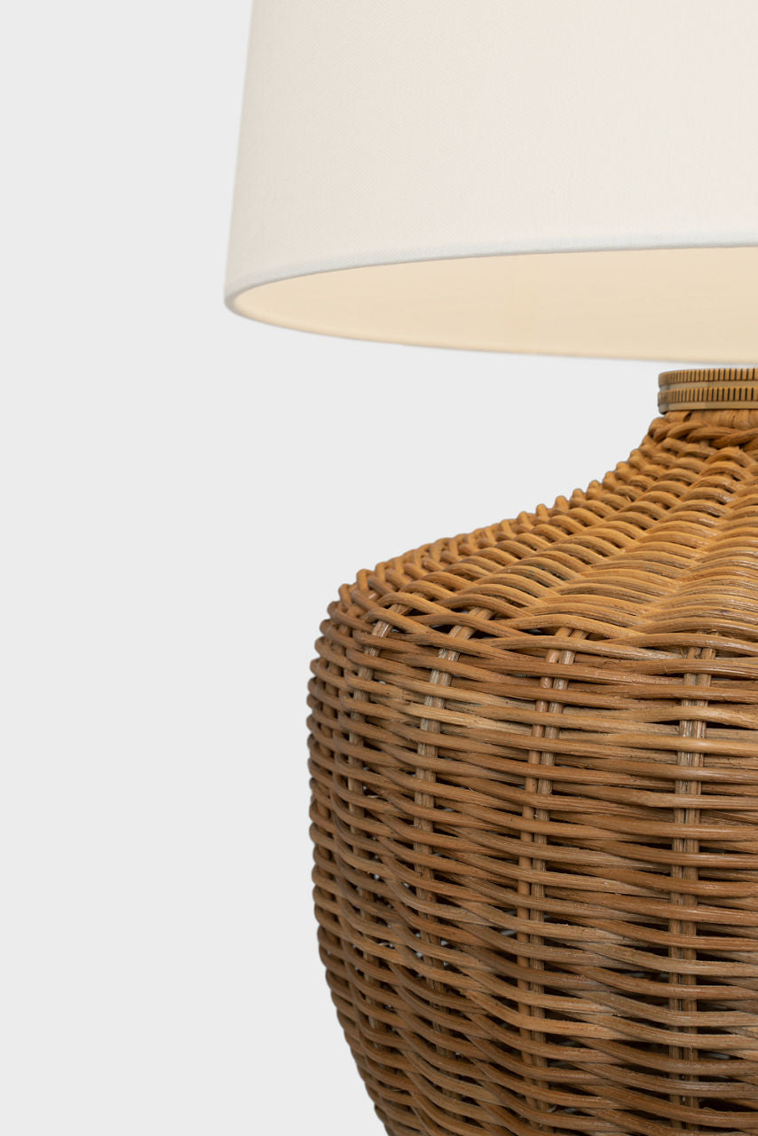 Evie Large Table Lamp | Natural Wicker | Linen Shade