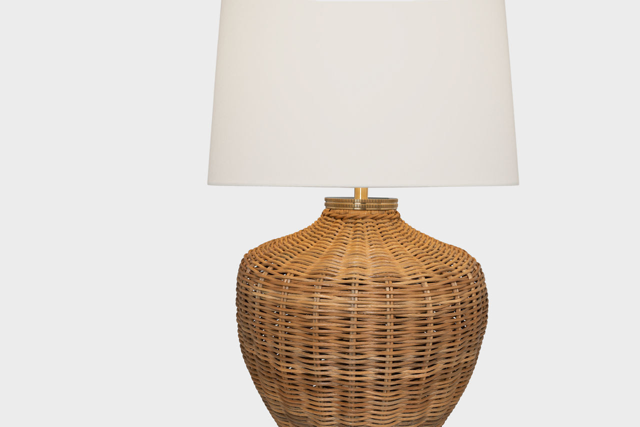 Evie Large Table Lamp | Natural Wicker | Linen Shade