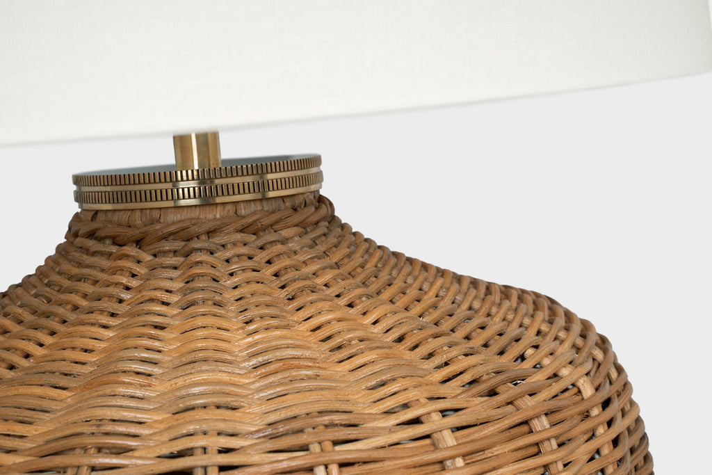 Evie Large Table Lamp | Natural Wicker | Linen Shade