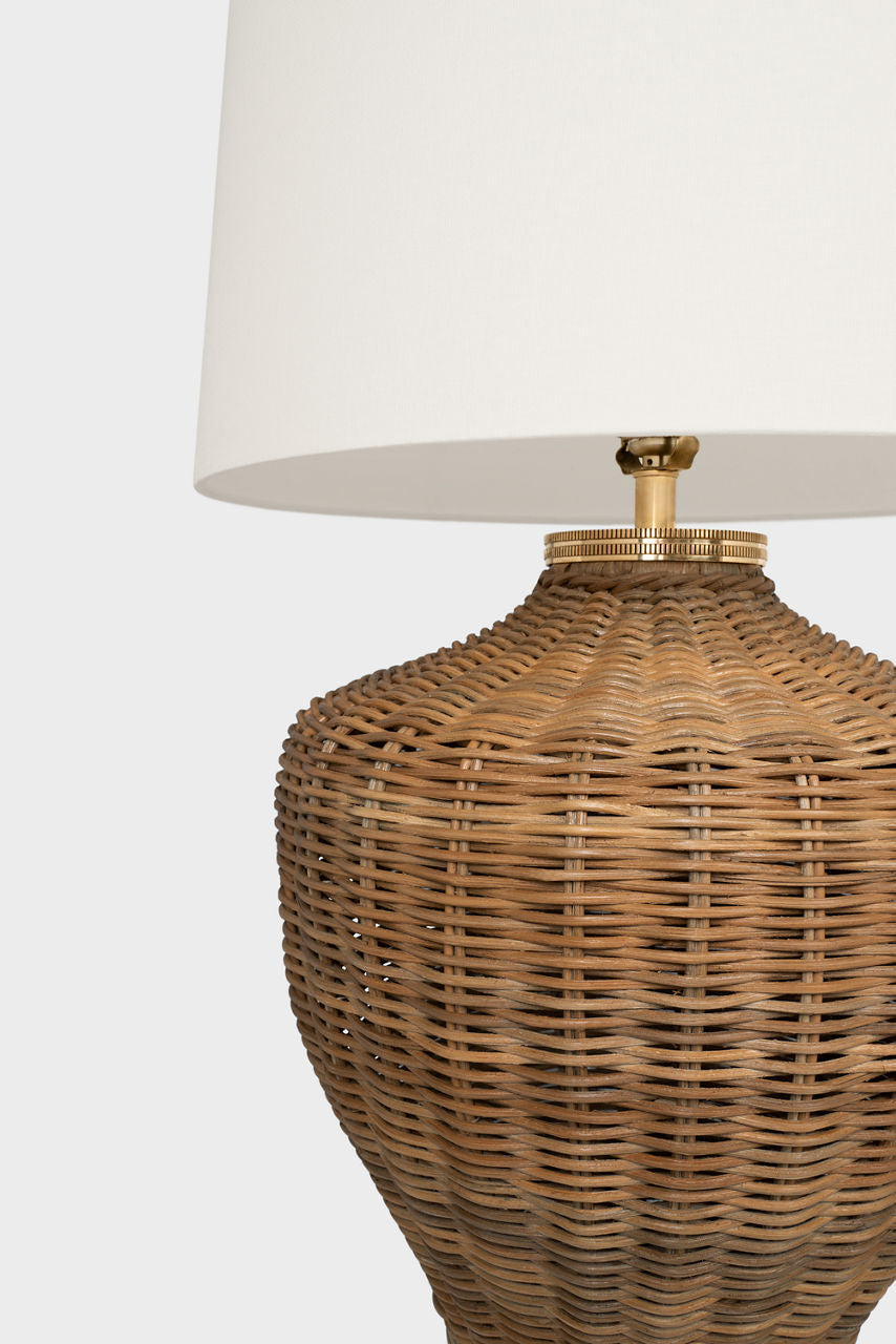 Evie Large Table Lamp | Natural Wicker | Linen Shade