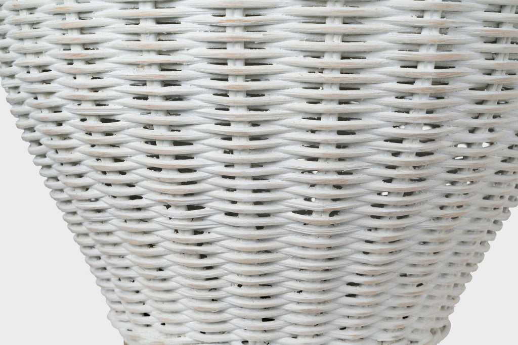 Evie Large Table Lamp | White Wicker | Linen Shade