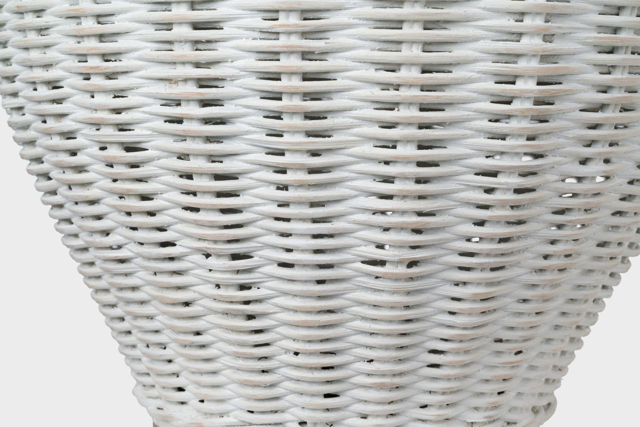 Evie Large Table Lamp | White Wicker | Linen Shade