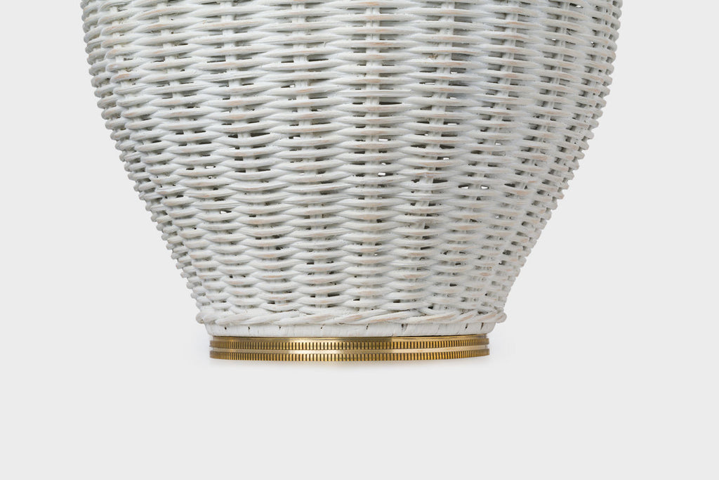 Evie Large Table Lamp | White Wicker | Linen Shade