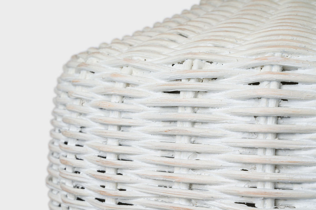 Evie Large Table Lamp | White Wicker | Linen Shade