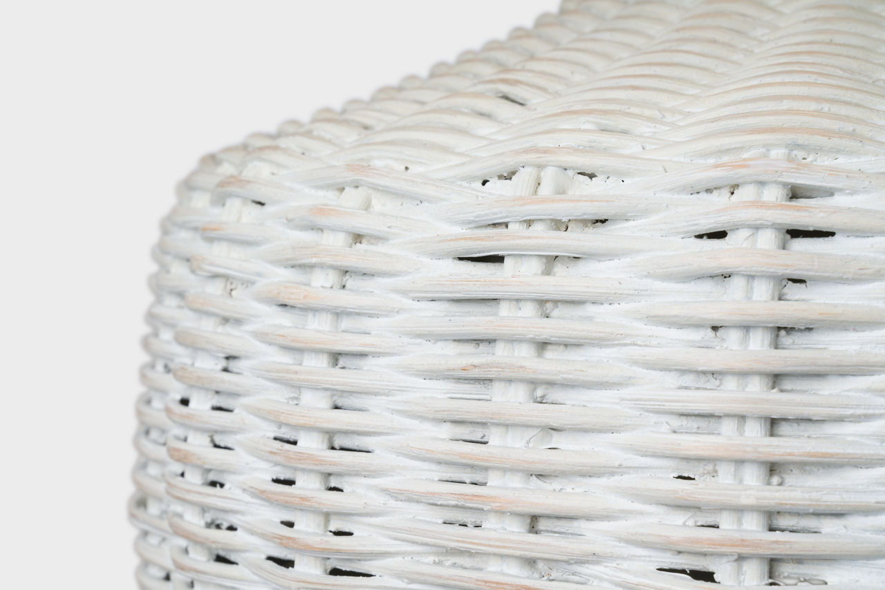 Evie Large Table Lamp | White Wicker | Linen Shade