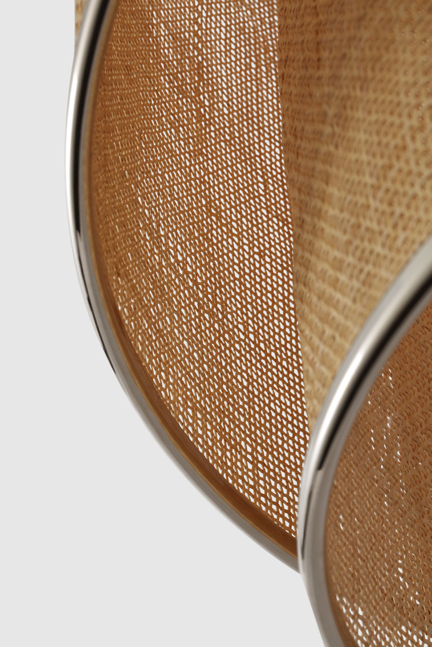 Linley Extra Large Hanging Shade | Polished Nickel and Natural Rattan Caning