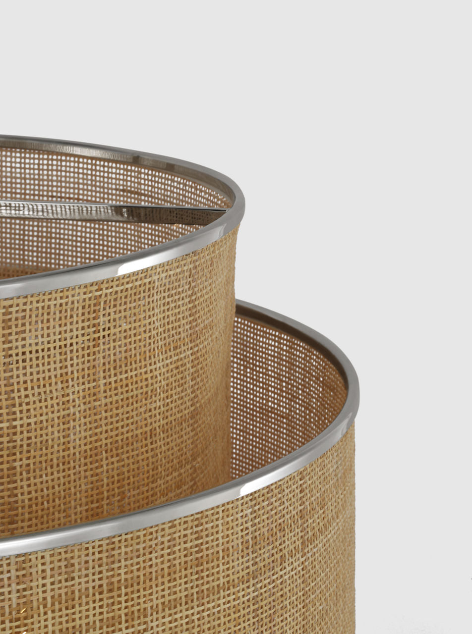 Linley Extra Large Hanging Shade | Polished Nickel and Natural Rattan Caning
