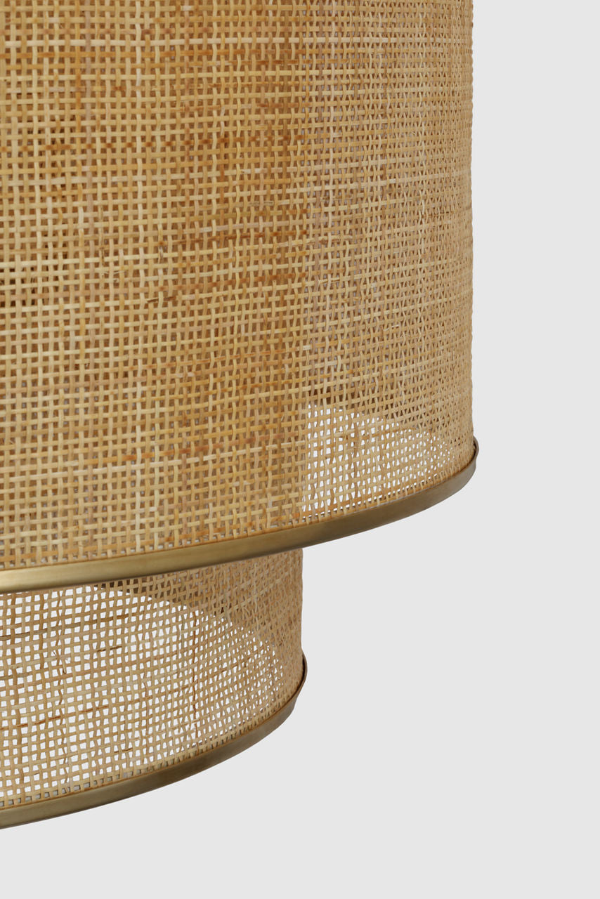 Linley Extra Large Hanging Shade | Soft Brass and Natural Rattan Caning