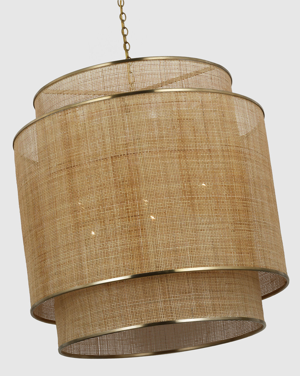 Linley Extra Large Hanging Shade | Soft Brass and Natural Rattan Caning