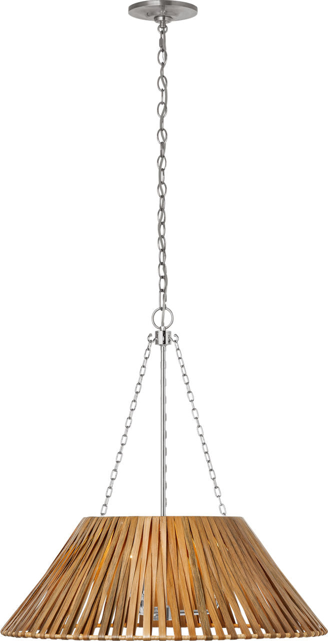 Corinne 24" Wrapped Hanging Shade | Polished Nickel | Natural Wicker Shade