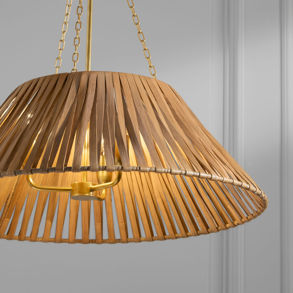 Corinne 24" Wrapped Hanging Shade | Soft Brass | Natural Wicker Shade