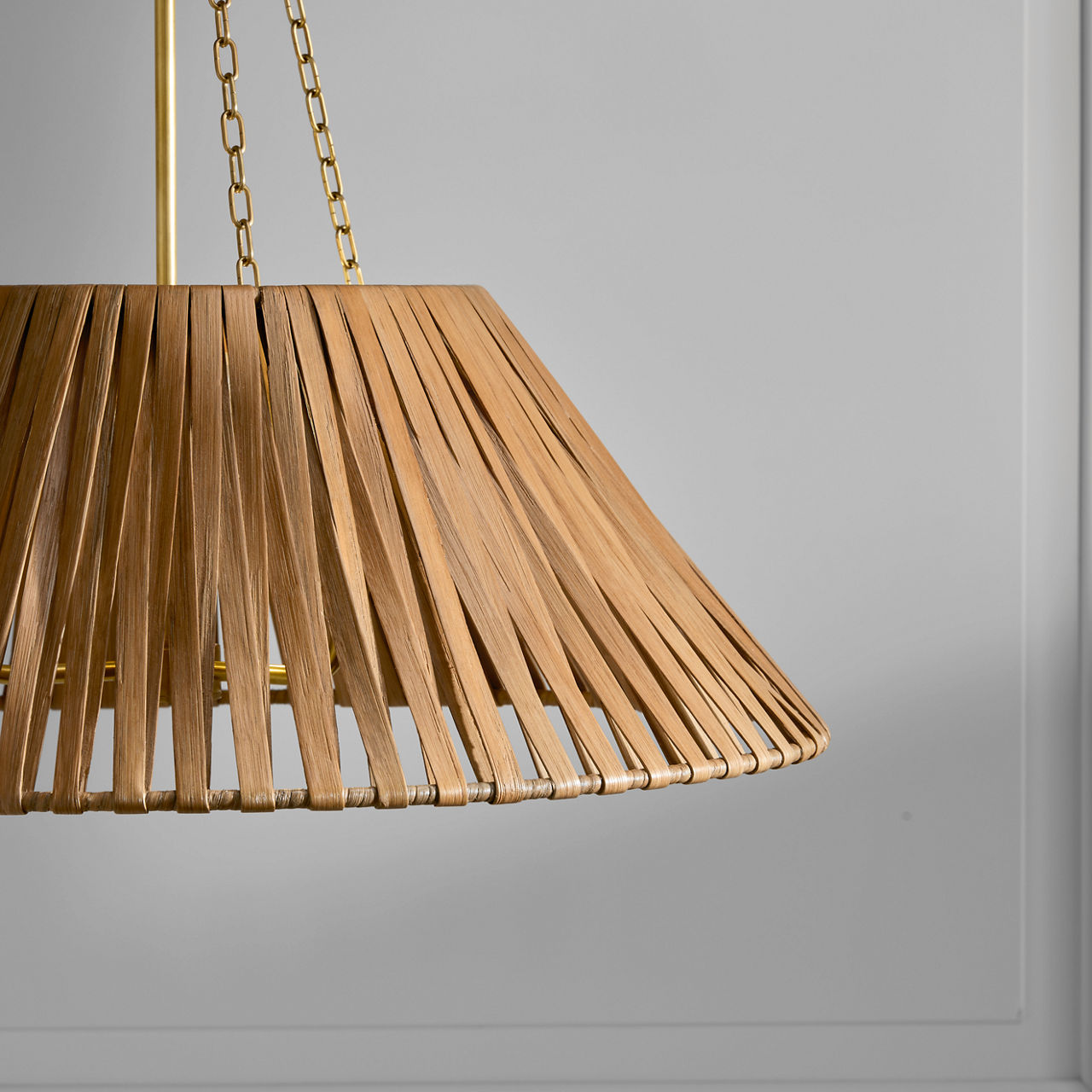 Corinne 24" Wrapped Hanging Shade | Soft Brass | Natural Wicker Shade