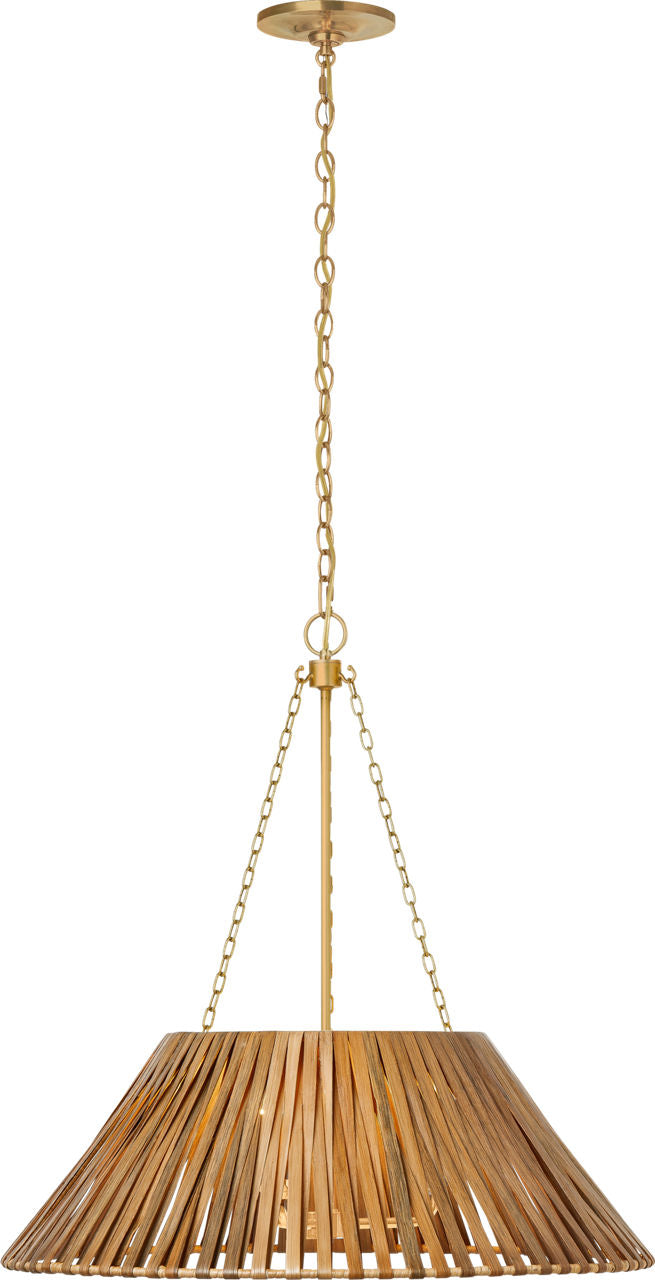 Corinne 24" Wrapped Hanging Shade | Soft Brass | Natural Wicker Shade