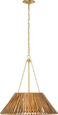 Corinne 24" Wrapped Hanging Shade | Soft Brass | Natural Wicker Shade