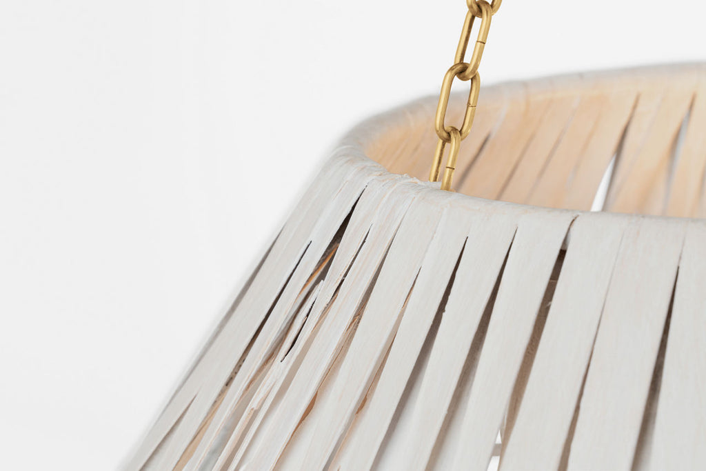 Corinne 24" Wrapped Hanging Shade | Soft Brass | White Wicker Shade