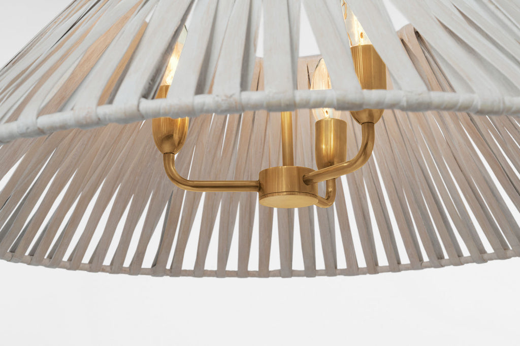 Corinne 24" Wrapped Hanging Shade | Soft Brass | White Wicker Shade