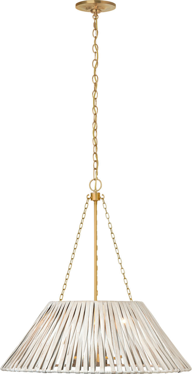 Corinne 24" Wrapped Hanging Shade | Soft Brass | White Wicker Shade
