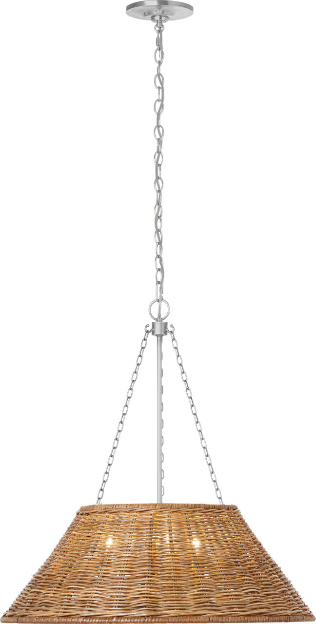 Corinne 24" Woven Hanging Shade | Polished Nickel | Natural Wicker Shade