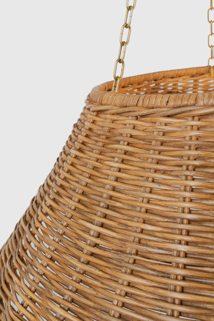 Corinne 24" Woven Hanging Shade | Soft Brass | Natural Wicker Shade