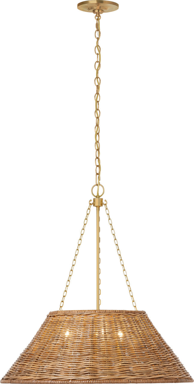 Corinne 24" Woven Hanging Shade | Soft Brass | Natural Wicker Shade