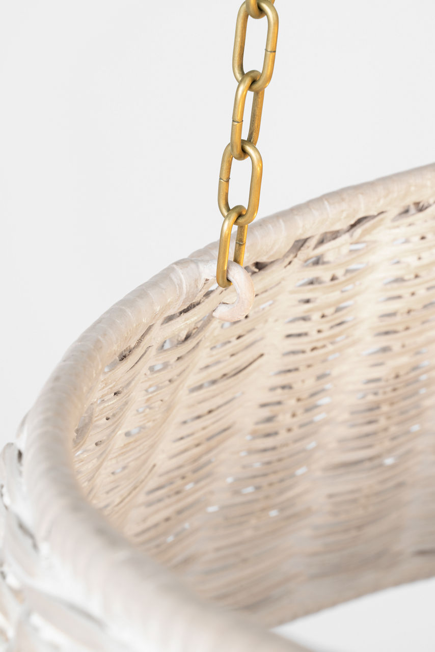 Corinne 24" Woven Hanging Shade | Soft Brass | White Wicker Shade