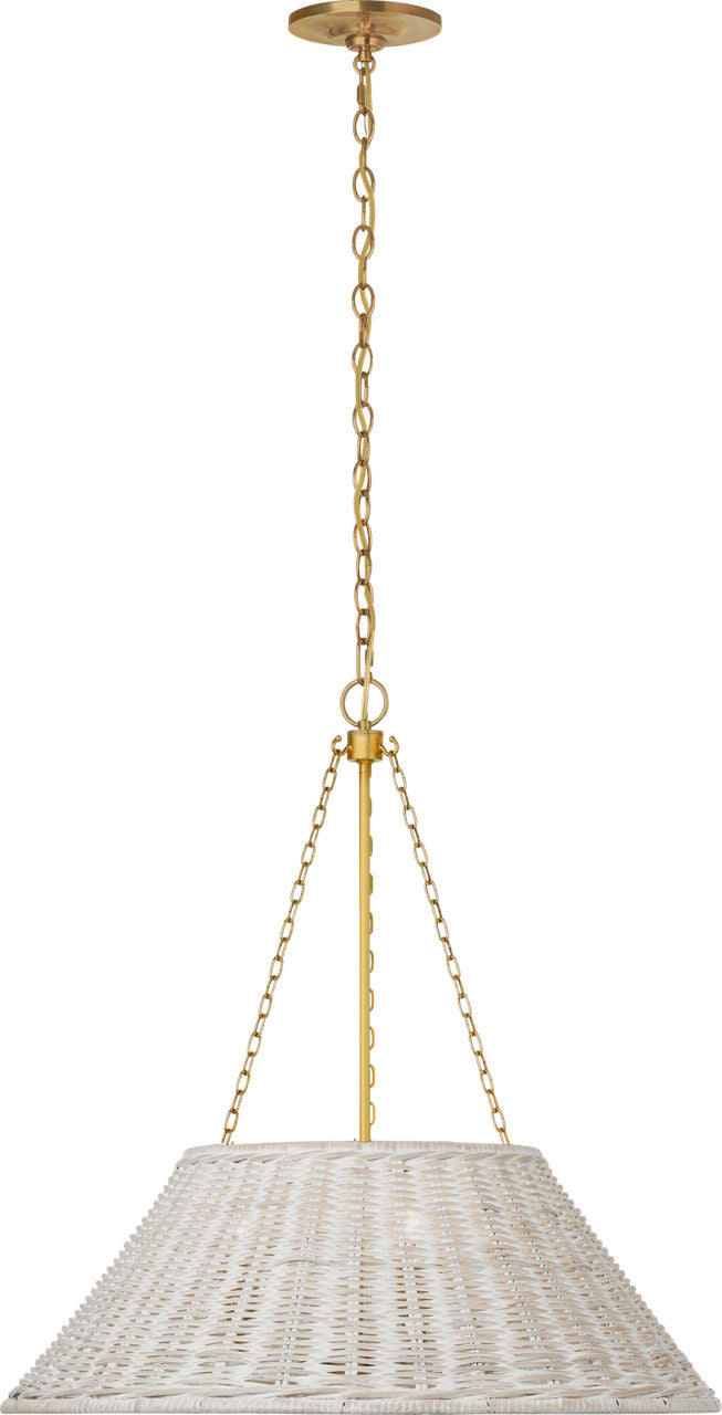 Corinne 24" Wrapped Hanging Shade | Soft Brass | White Wicker Shade