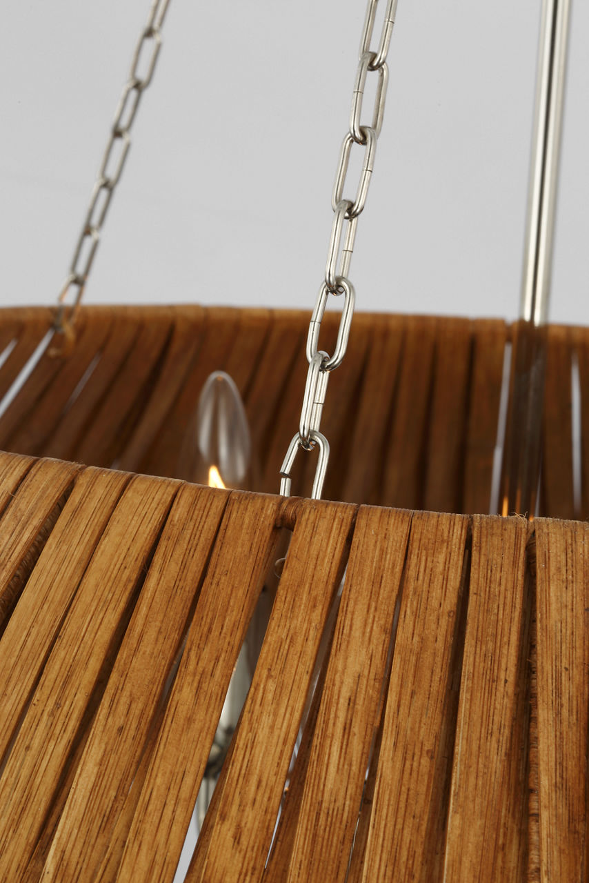 Corinne Extra Large Wrapped Hanging Shade | Polished Nickel | Natural Wicker Shade