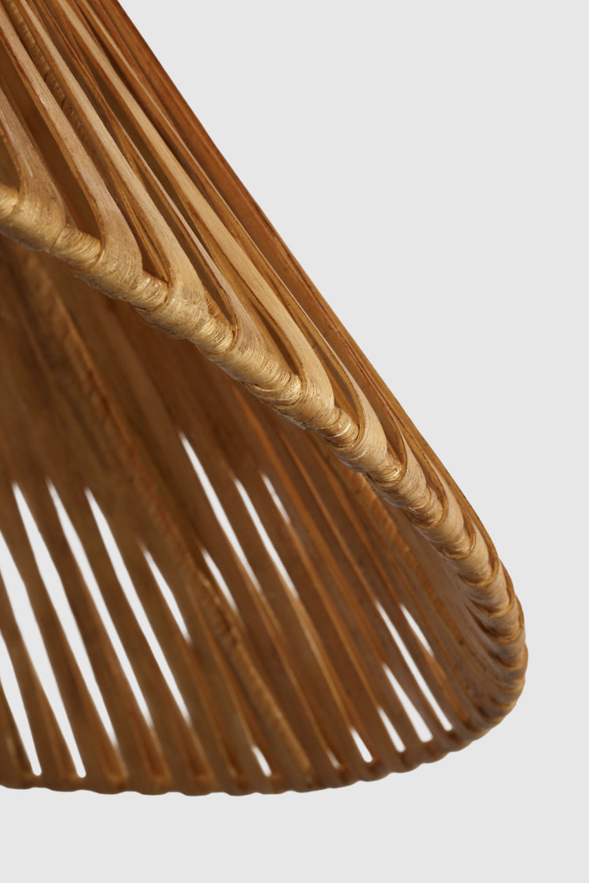 Corinne Extra Large Wrapped Hanging Shade | Polished Nickel | Natural Wicker Shade