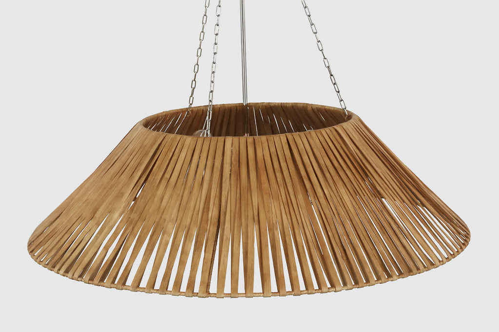 Corinne Extra Large Wrapped Hanging Shade | Polished Nickel | Natural Wicker Shade