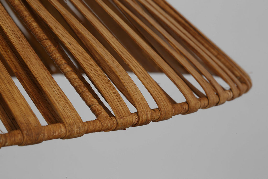 Corinne Extra Large Wrapped Hanging Shade | Polished Nickel | Natural Wicker Shade