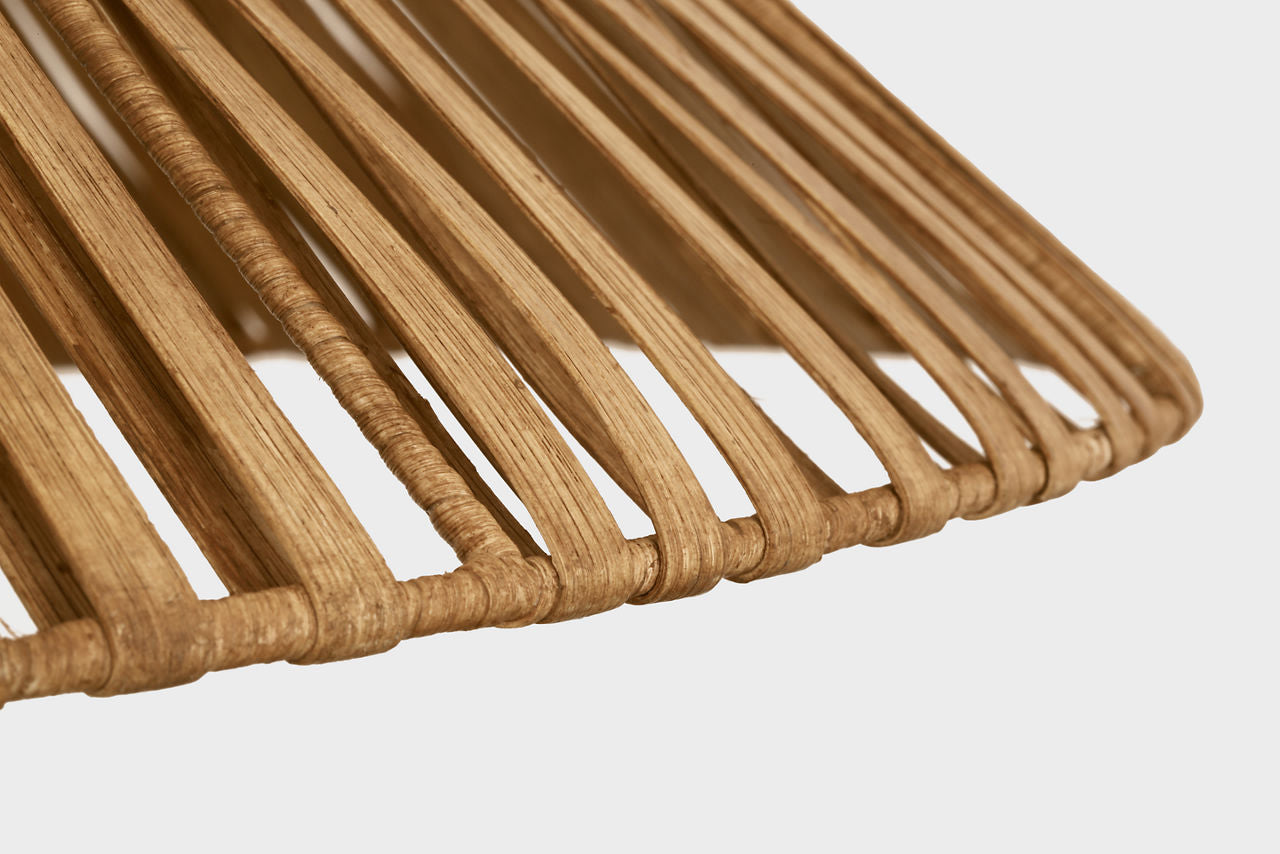 Corinne Extra Large Wrapped Hanging Shade | Polished Nickel | Natural Wicker Shade