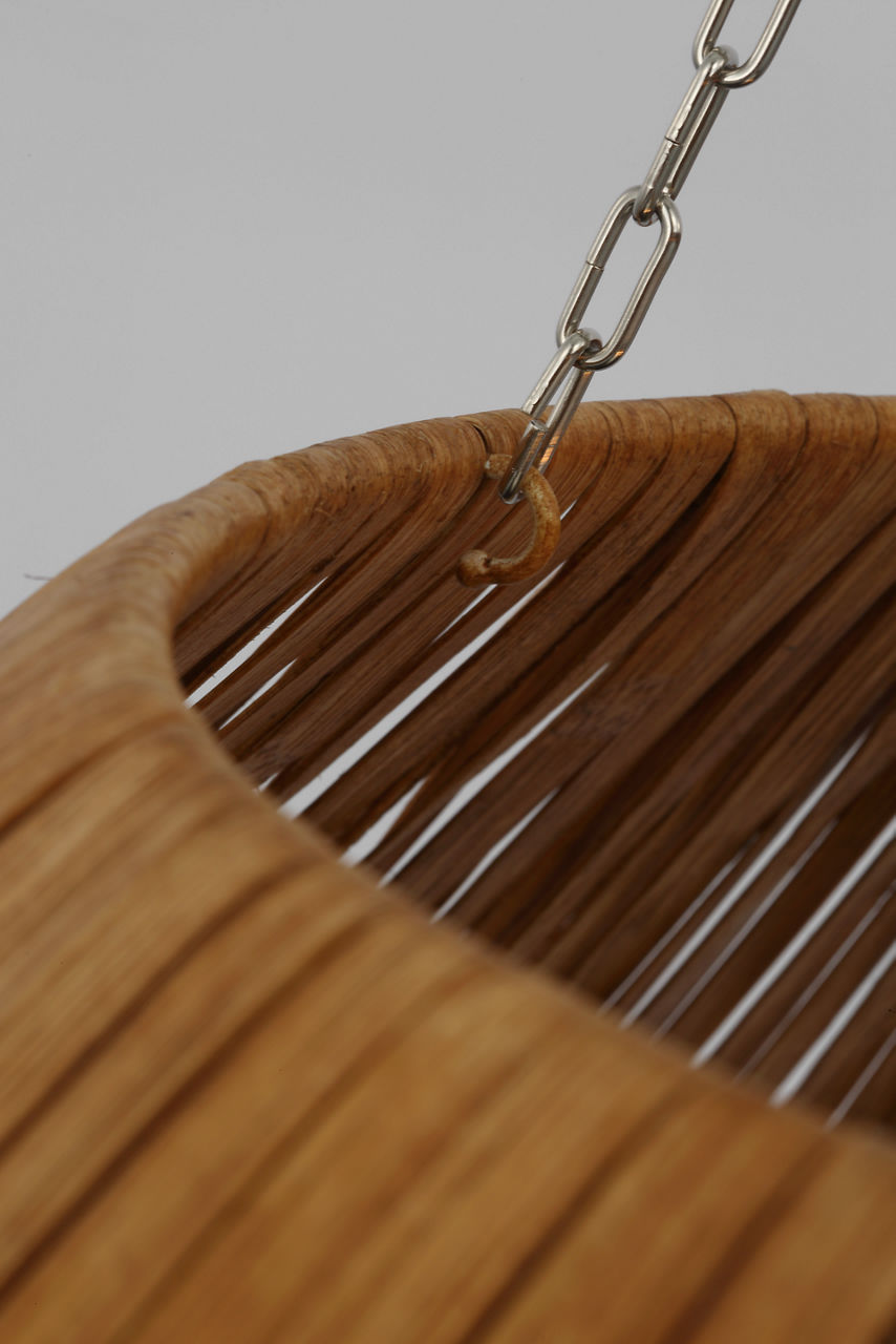 Corinne Extra Large Wrapped Hanging Shade | Polished Nickel | Natural Wicker Shade