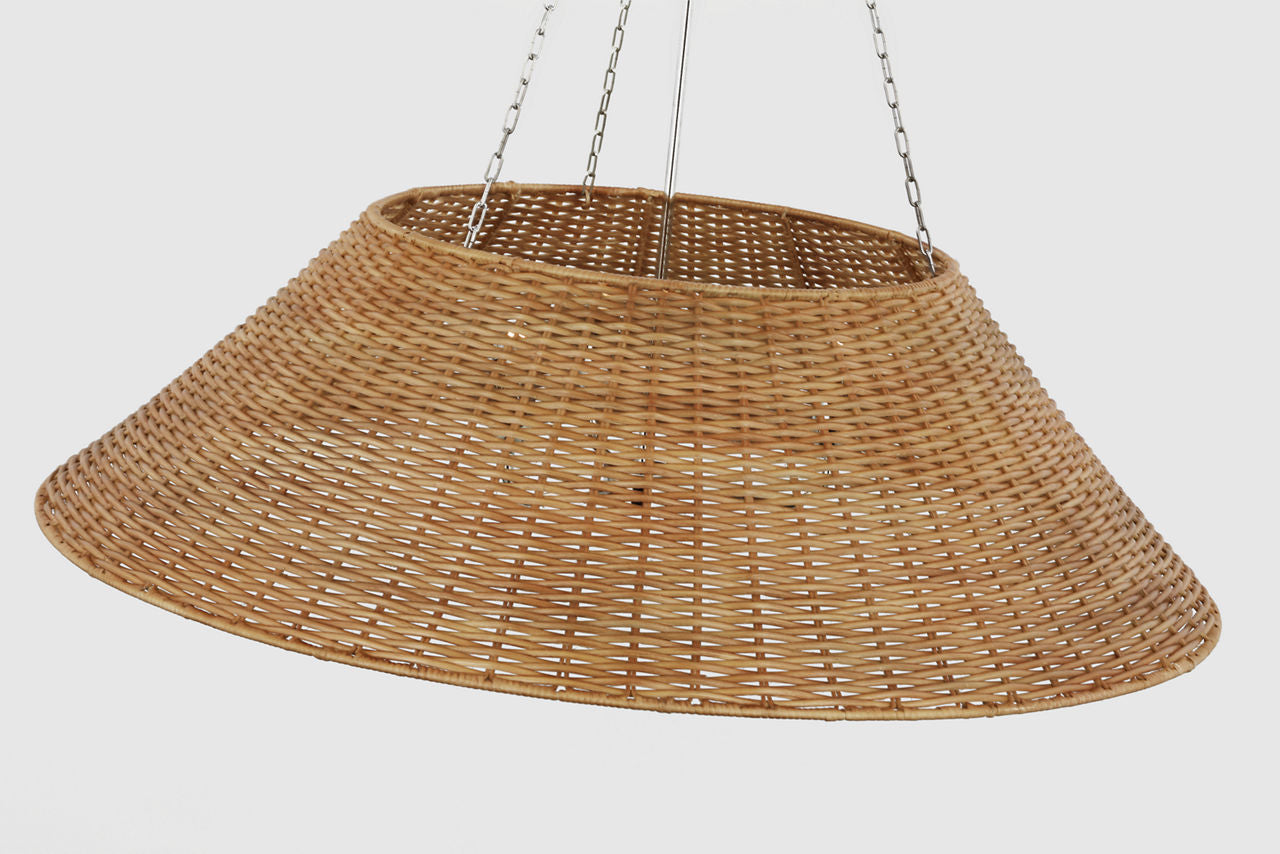 Corinne Extra Large Wrapped Hanging Shade | Polished Nickel | Natural Wicker Shade