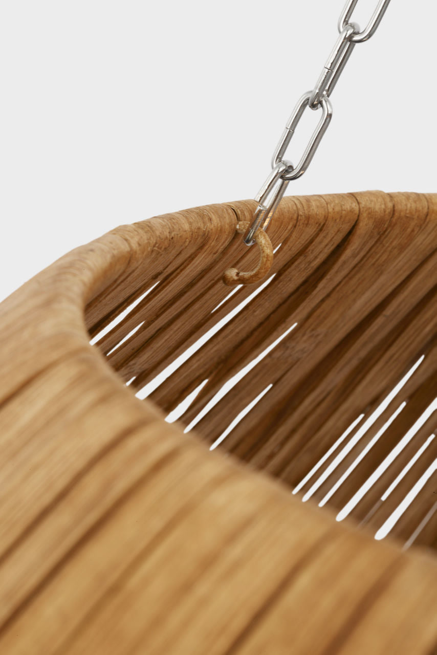 Corinne Extra Large Wrapped Hanging Shade | Polished Nickel | Natural Wicker Shade