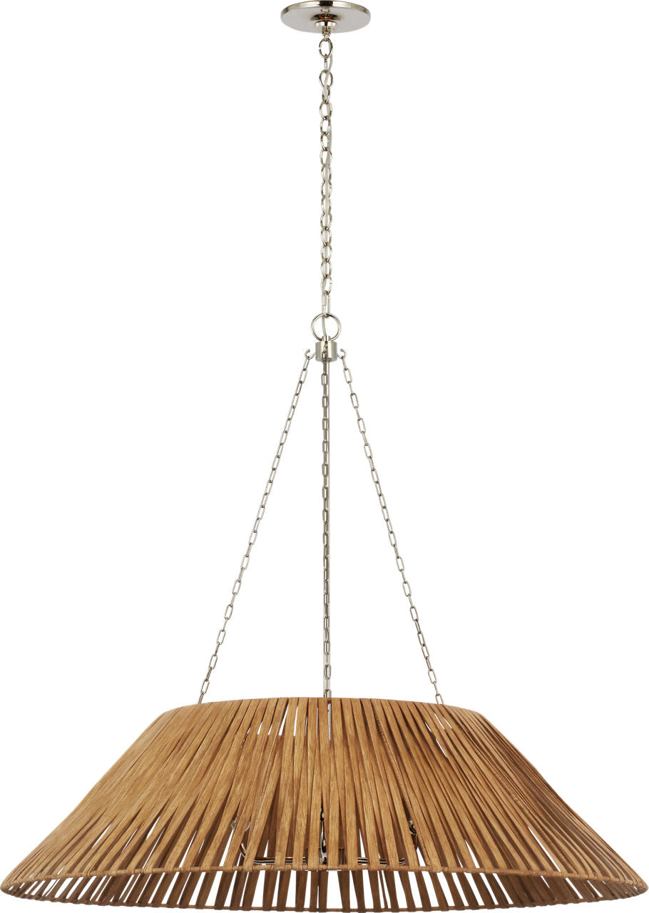 Corinne 44" Woven Hanging Shade | Polished Nickel | Natural Wicker Shade
