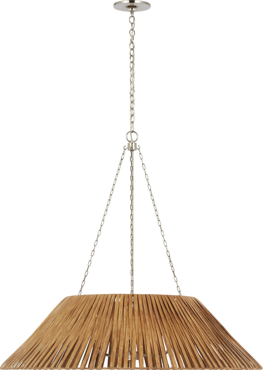 Corinne Extra Large Wrapped Hanging Shade | Polished Nickel | Natural Wicker Shade