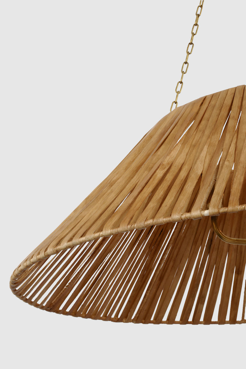 Corinne Extra Large Wrapped Hanging Shade | Soft Brass | Natural Wicker Shade