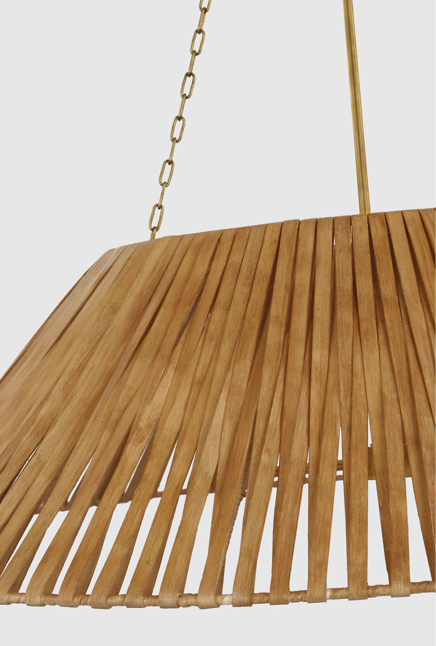 Corinne Extra Large Wrapped Hanging Shade | Soft Brass | Natural Wicker Shade