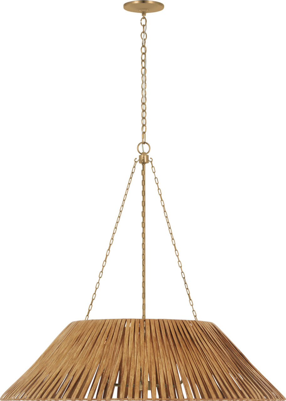 Corinne Extra Large Wrapped Hanging Shade | Soft Brass | Natural Wicker Shade