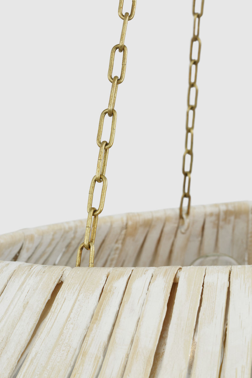Corinne Extra Large Wrapped Hanging Shade | Soft Brass | White Wicker Shade