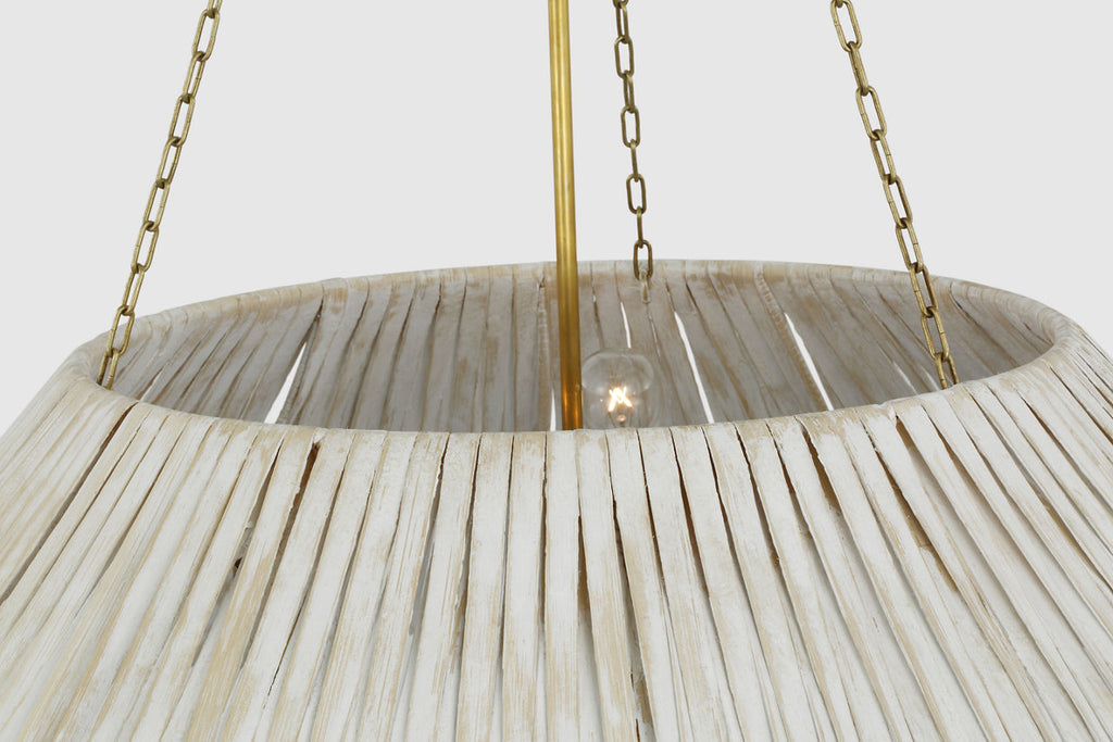 Corinne Extra Large Wrapped Hanging Shade | Soft Brass | White Wicker Shade