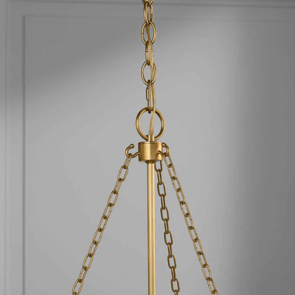 Corinne Extra Large Woven Hanging Shade | Soft Brass | Natural Wicker Shade