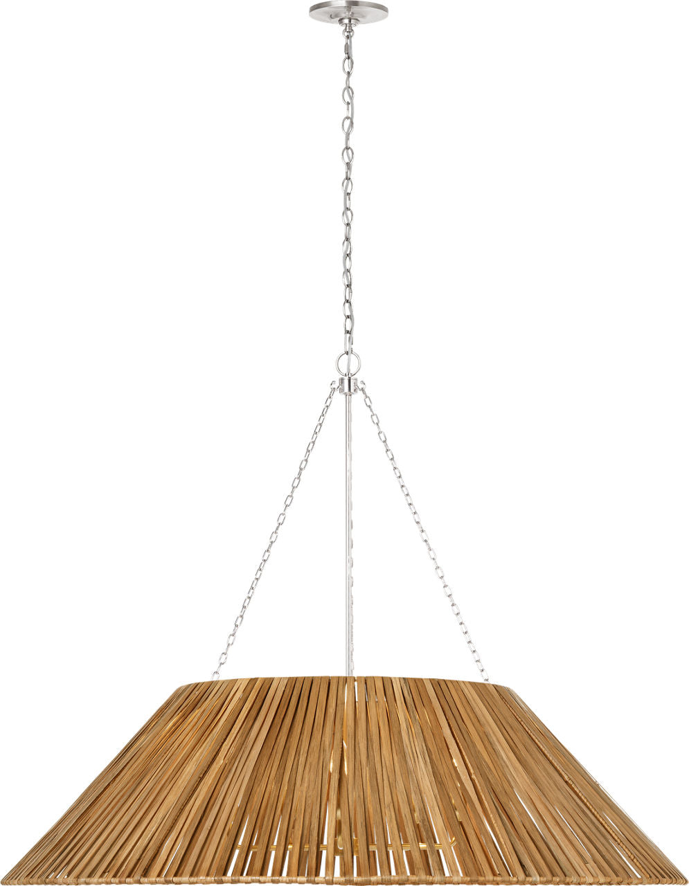 Corinne 44" Wrapped Hanging Shade | Polished Nickel | Natural Wicker Shade