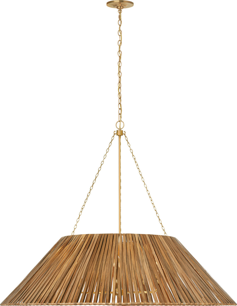 Corinne 44" Wrapped Hanging Shade | Soft Brass | Natural Wicker Shade